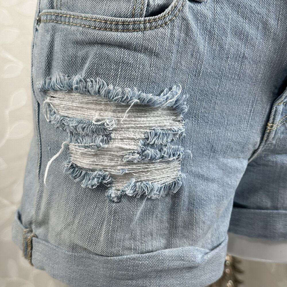 Old Navy Boyfriend Denim Shorts Size 8 Light Wash Distressed Cuffed Summer Chic - Picture 8 of 11